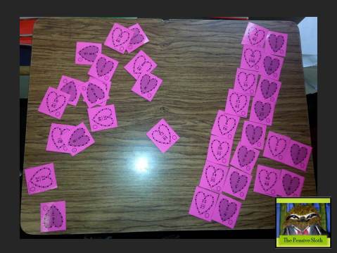 Valentine's Day fractions matching game for equivalent fractions, including mixed numbers and improper fractions