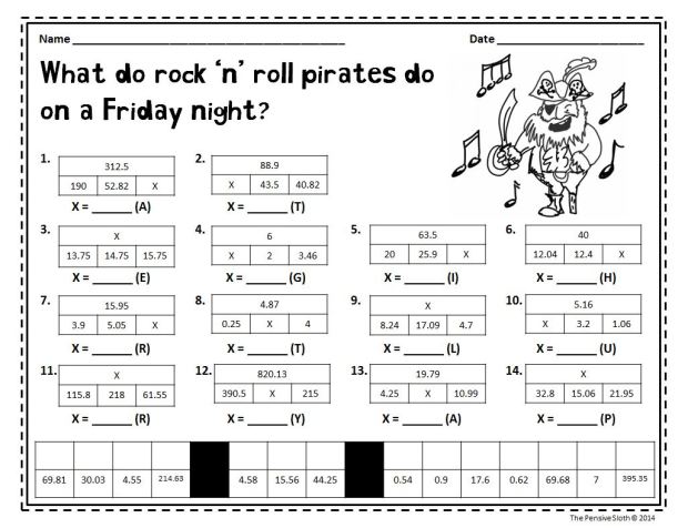 Talk Like a Pirate Day Math Freebie from The Pensive Sloth