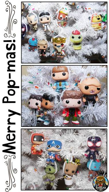 Funko Pop Theme Christmas Tree from The Pensive Sloth Merry Popmas Goonies, Marvel Superheroes, and Robin Hood