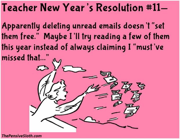 Teacher Humor from The Pensive Sloth New Year's Resolutions